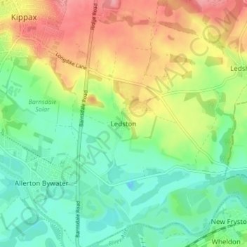 Ledston topographic map, elevation, terrain