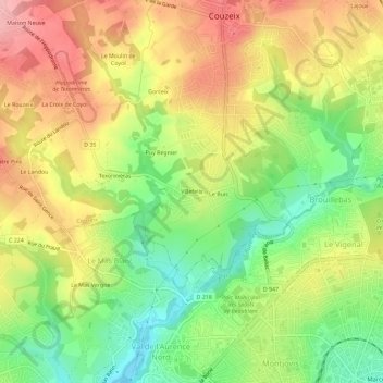 Villefelix topographic map, elevation, terrain