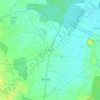 Ponmar topographic map, elevation, terrain