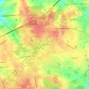 Laurel Meadows topographic map, elevation, terrain