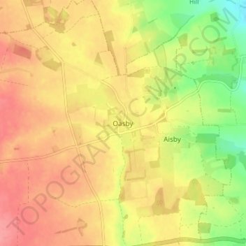 Oasby topographic map, elevation, terrain
