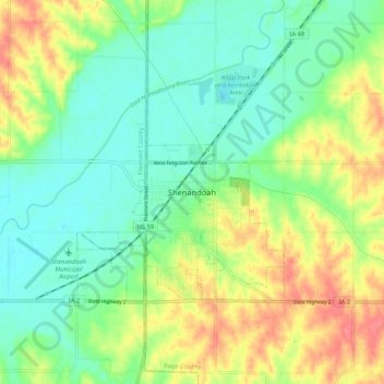 Shenandoah topographic map, elevation, terrain