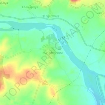 Mahadevapura topographic map, elevation, terrain