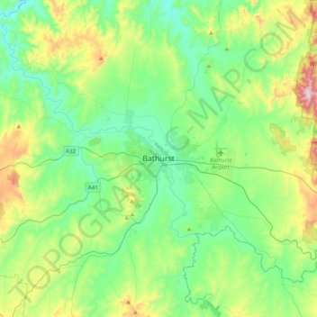 Bathurst topographic map, elevation, terrain