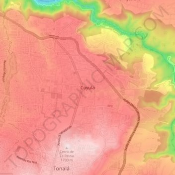 Coyula topographic map, elevation, terrain