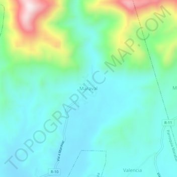 Maraval topographic map, elevation, terrain