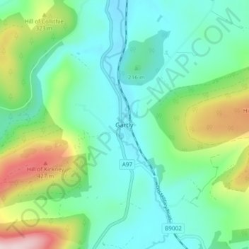 Gartly topographic map, elevation, terrain