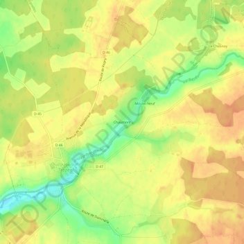 Chaumont topographic map, elevation, terrain
