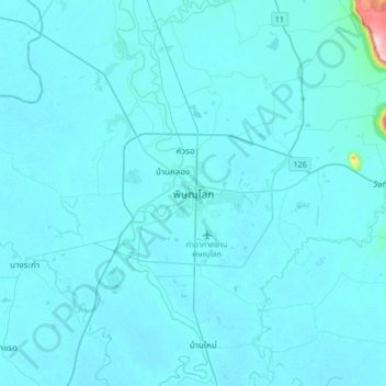 Phitsanulok topographic map, elevation, terrain