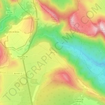 Bricia topographic map, elevation, terrain