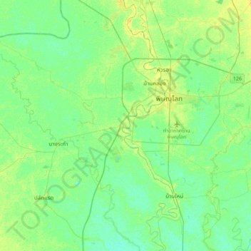 Tha Thong topographic map, elevation, terrain