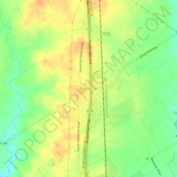 Elm Mott topographic map, elevation, terrain