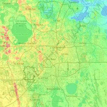 Orange County topographic map, elevation, terrain