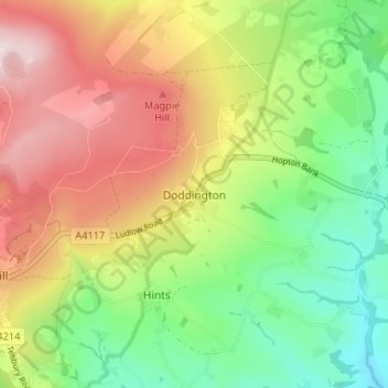 Doddington topographic map, elevation, terrain