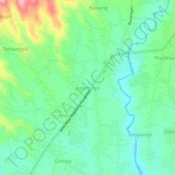 Jogomulyo topographic map, elevation, terrain