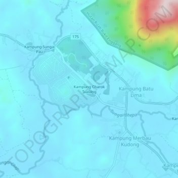 Kampung Charok Tualang topographic map, elevation, terrain