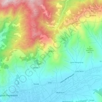 Moriello topographic map, elevation, terrain