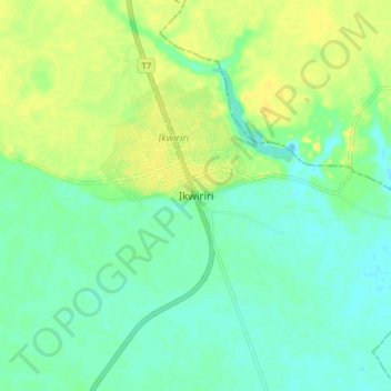 Ikwiriri topographic map, elevation, terrain