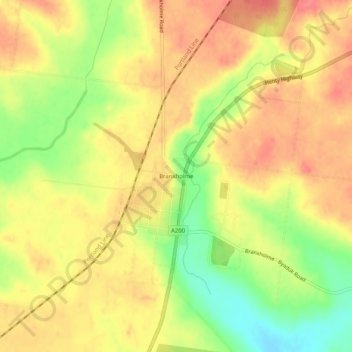 Branxholme topographic map, elevation, terrain