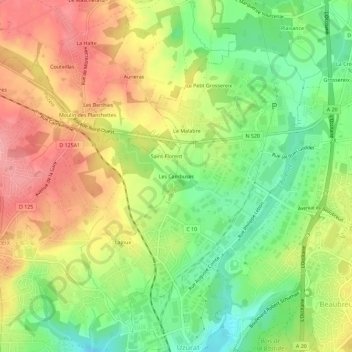 Les Cambuses topographic map, elevation, terrain