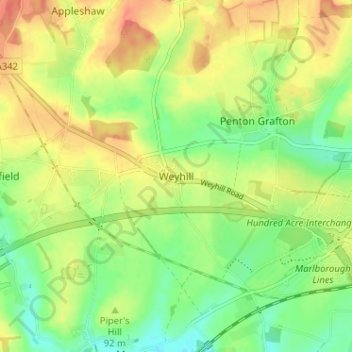 Weyhill topographic map, elevation, terrain