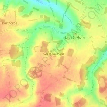 Great Saxham topographic map, elevation, terrain