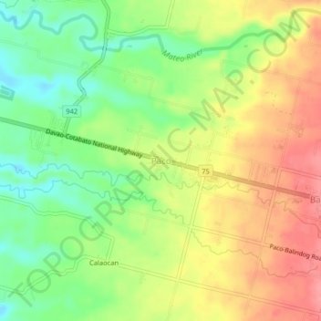 Paco topographic map, elevation, terrain