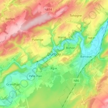Durbuy topographic map, elevation, terrain