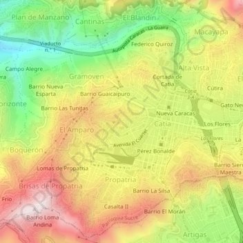 Lomas de Urdaneta topographic map, elevation, terrain