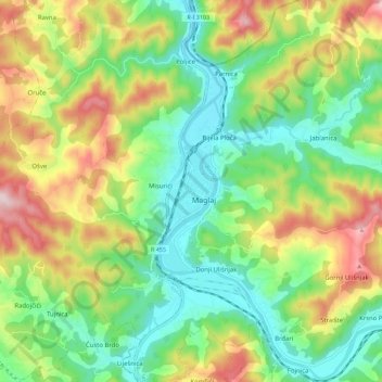 Maglaj topographic map, elevation, terrain