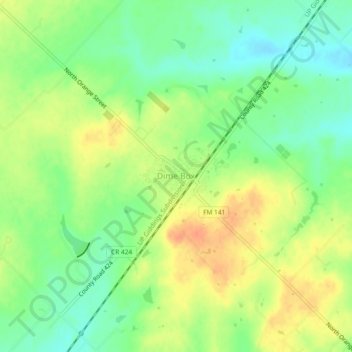 Dime Box topographic map, elevation, terrain