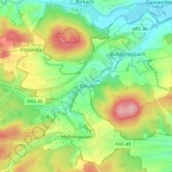 Ibind topographic map, elevation, terrain