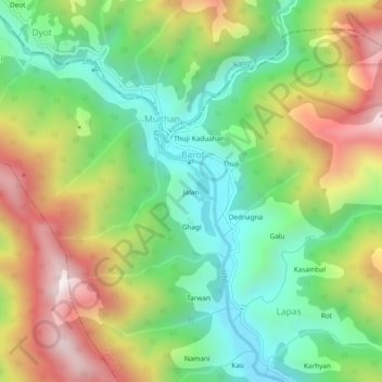 Jalan topographic map, elevation, terrain