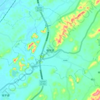 塘岸镇 topographic map, elevation, terrain