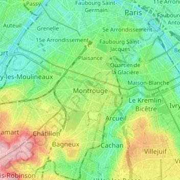 Montrouge topographic map, elevation, terrain