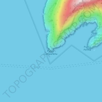Punta Campanella topographic map, elevation, terrain