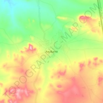 Aw-Barre topographic map, elevation, terrain