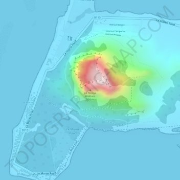 Le Morne Brabant topographic map, elevation, terrain