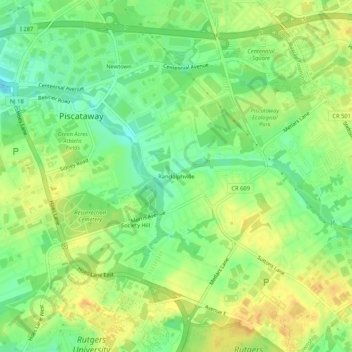 Randolphville topographic map, elevation, terrain