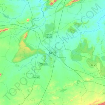 Katni topographic map, elevation, terrain