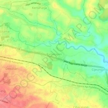 Pamalayan topographic map, elevation, terrain