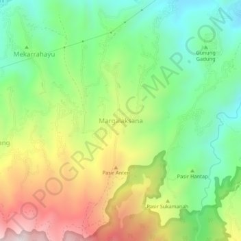 Margalaksana topographic map, elevation, terrain