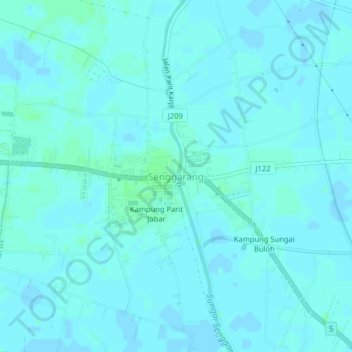 Senggarang topographic map, elevation, terrain