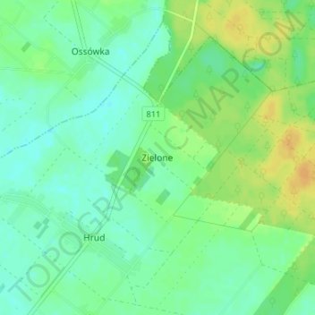 Zielone topographic map, elevation, terrain