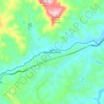 Mateus Leme topographic map, elevation, terrain