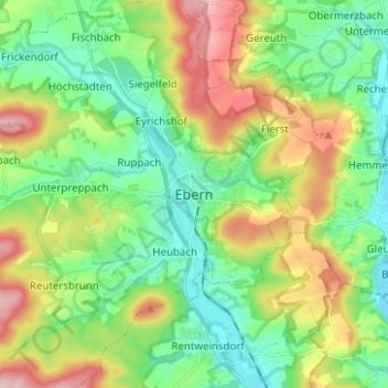 Ebern topographic map, elevation, terrain