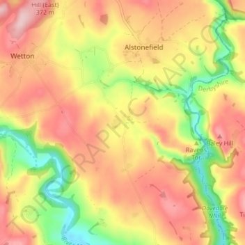 Stanshope topographic map, elevation, terrain