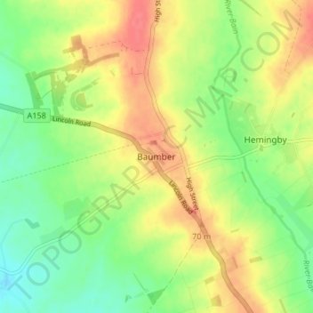 Baumber topographic map, elevation, terrain