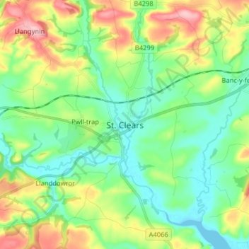 St. Clears topographic map, elevation, terrain