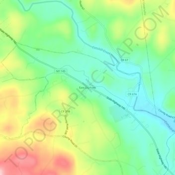 East Durham topographic map, elevation, terrain